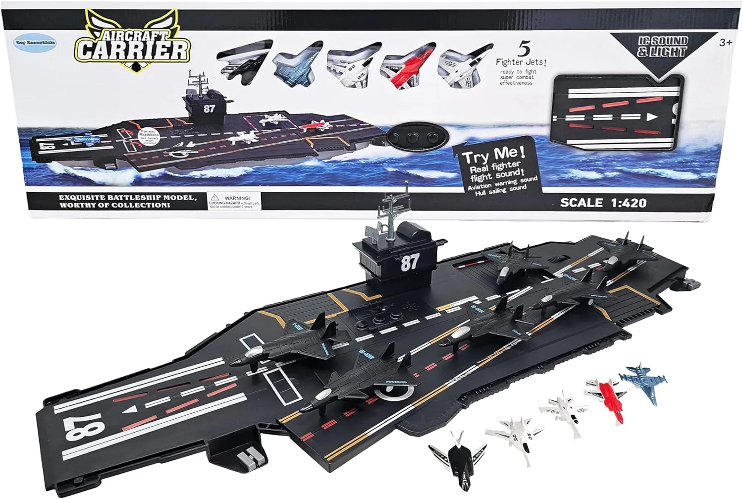 with Realistic Sound Effects and Runway Lights$ 5 Colored Fighter Jets and delft tieback epidemic 6 Large Black Pull and Release Fighter Jets Ultimate Large 30-Inch Black Toy Aircraft Carrier 