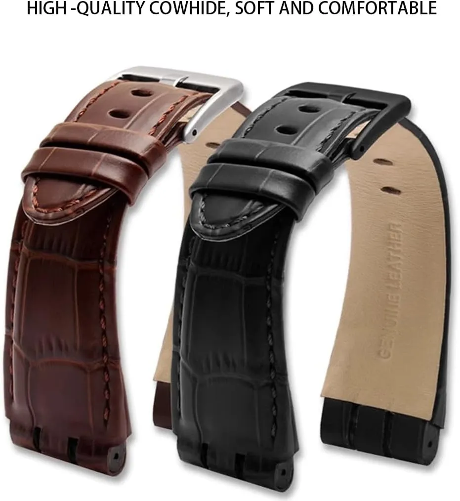 with Tool Watch Width 23mm Large Leather Strap Replacement for Men's Swatch YOS440 449 401 447 ZHUOLEI grammatical rub SWATCH Cow Leather Stainless Steel Buckle Watch Band 