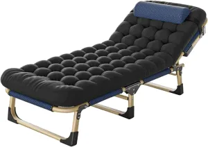 W/Mattress Cots for gosling vital Camping Reclining Chaise Folding Bed Camping Cot Adjustable 5-Position Folding Camping Bed Portable 