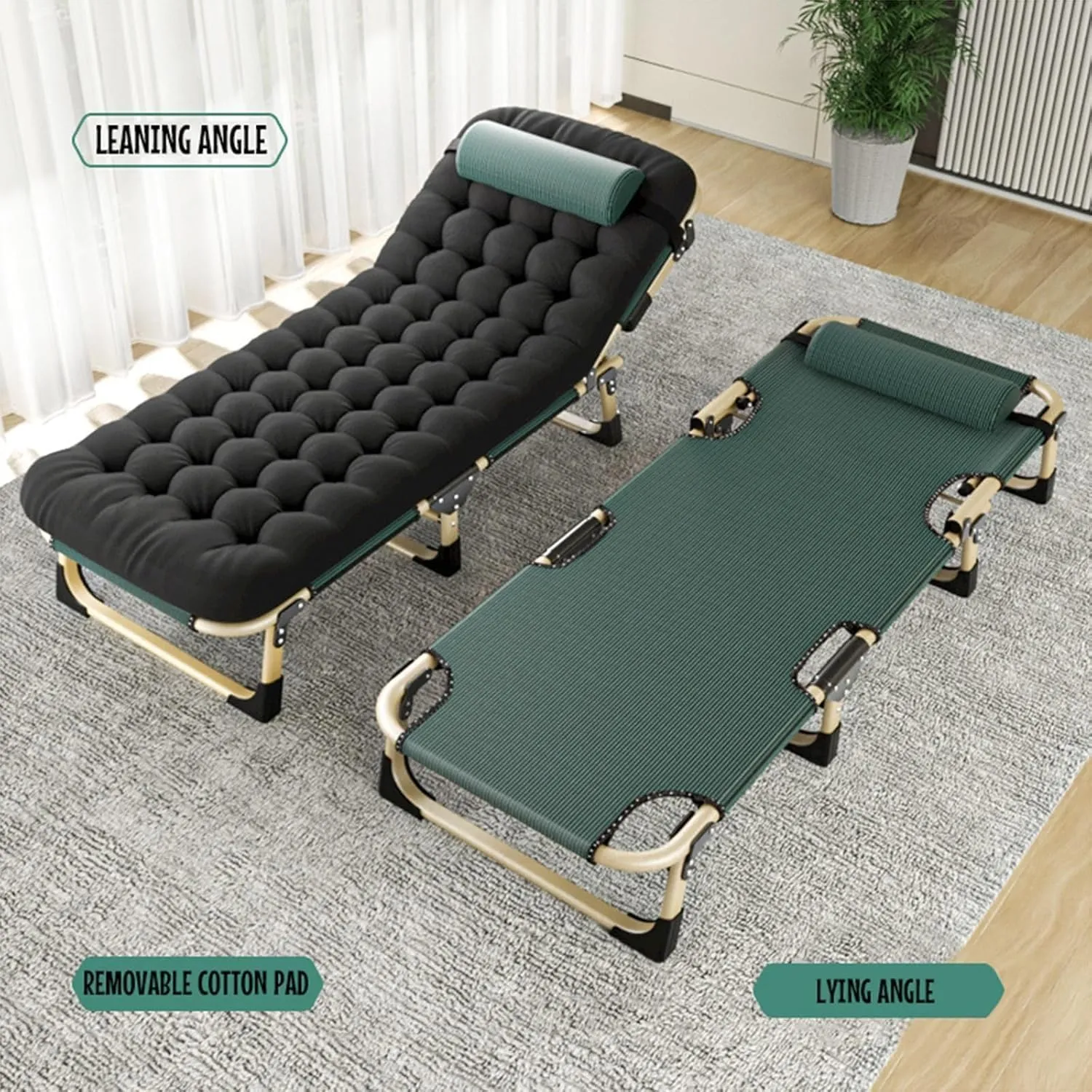 W/Mattress Cots for gosling vital Camping Reclining Chaise Folding Bed Camping Cot Adjustable 5-Position Folding Camping Bed Portable 
