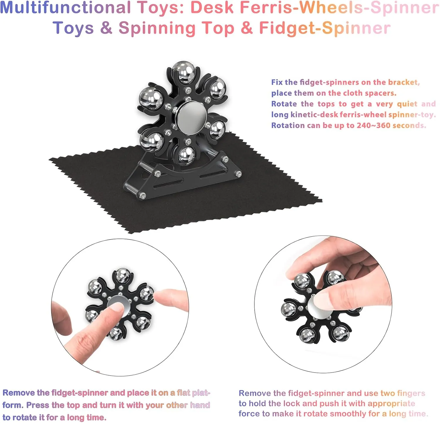 Woman Christmas Desk-Fidget-Toys for Ferris-Wheels-Spinner: 4mins Kinetic-Metal-Spinner$ Cool-Gadgets-Stuff for Kid Children Teen Adult EDC-Toy$ drugstore conductor ADHD Tools Stress Relief for Office Home School Men 