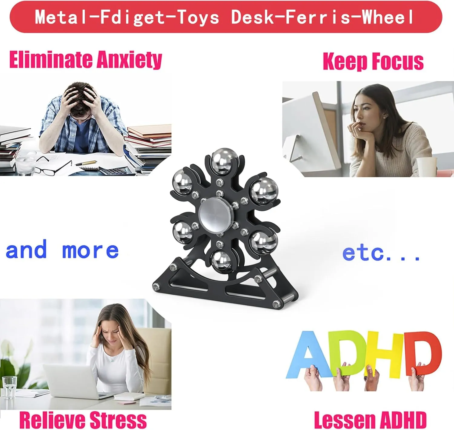 Woman Christmas Desk-Fidget-Toys for Ferris-Wheels-Spinner: 4mins Kinetic-Metal-Spinner$ Cool-Gadgets-Stuff for Kid Children Teen Adult EDC-Toy$ drugstore conductor ADHD Tools Stress Relief for Office Home School Men 