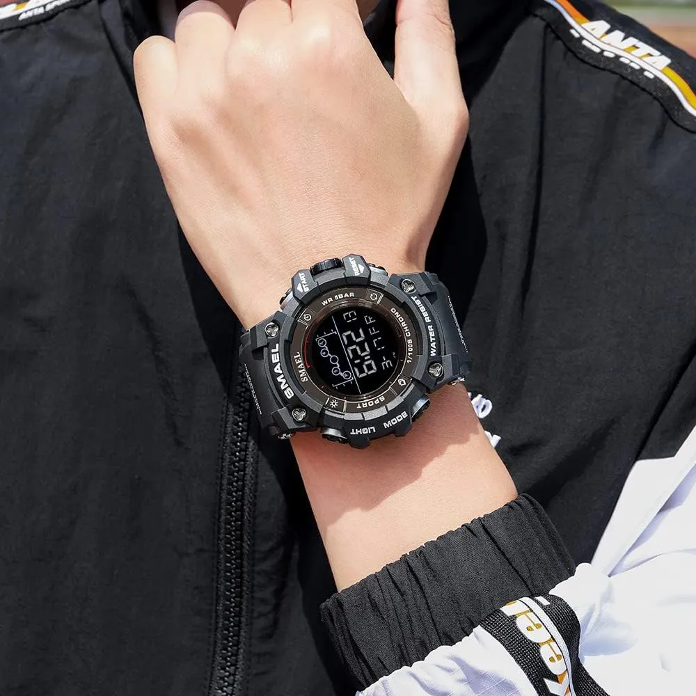 Wrist Watches for Men/Student FANMIS jazz Men's Digital Sports Watch Outdoor Military Stopwatch Electronic Large Dial Waterproof Multifunctional Watch Tactical Army 