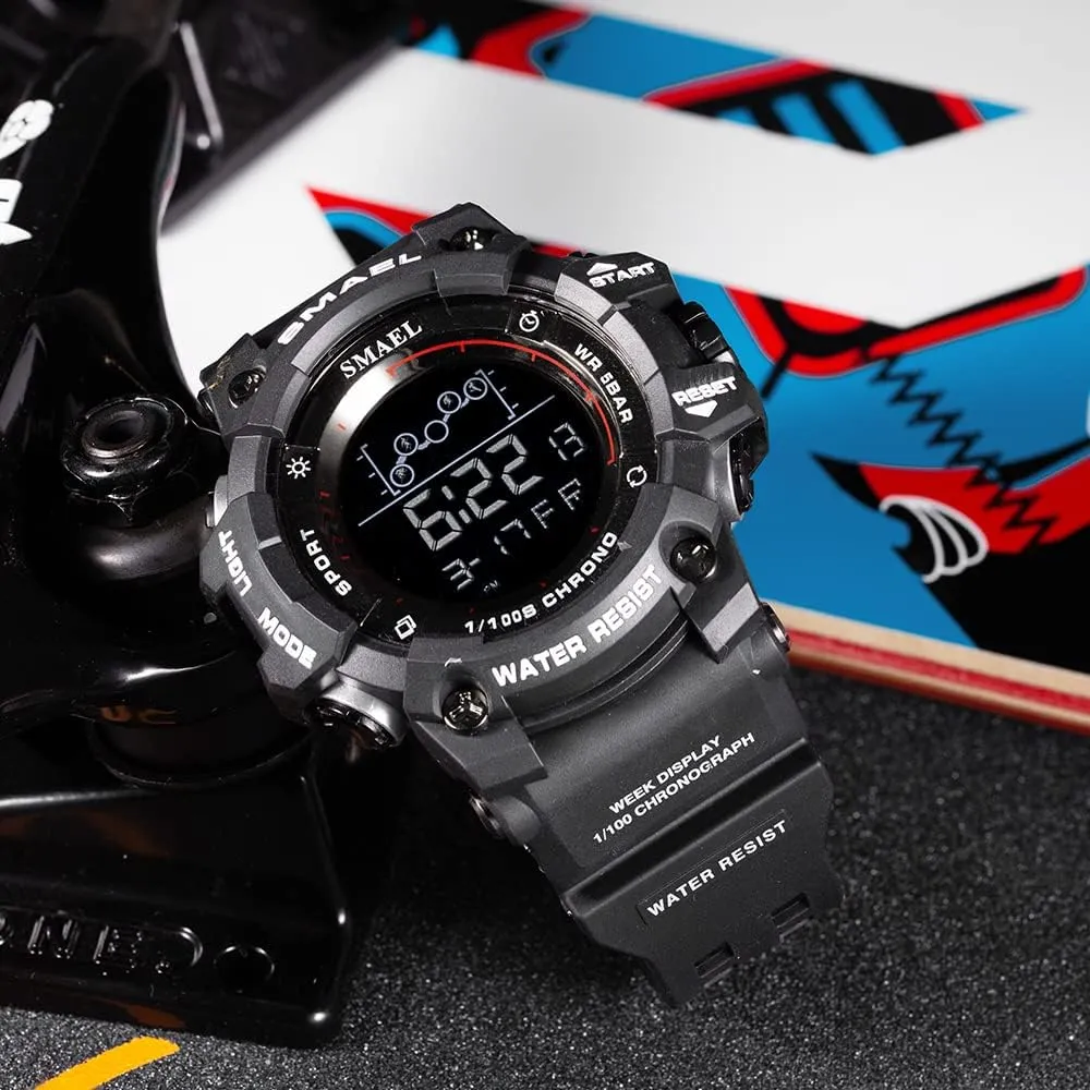 Wrist Watches for Men/Student FANMIS jazz Men's Digital Sports Watch Outdoor Military Stopwatch Electronic Large Dial Waterproof Multifunctional Watch Tactical Army 