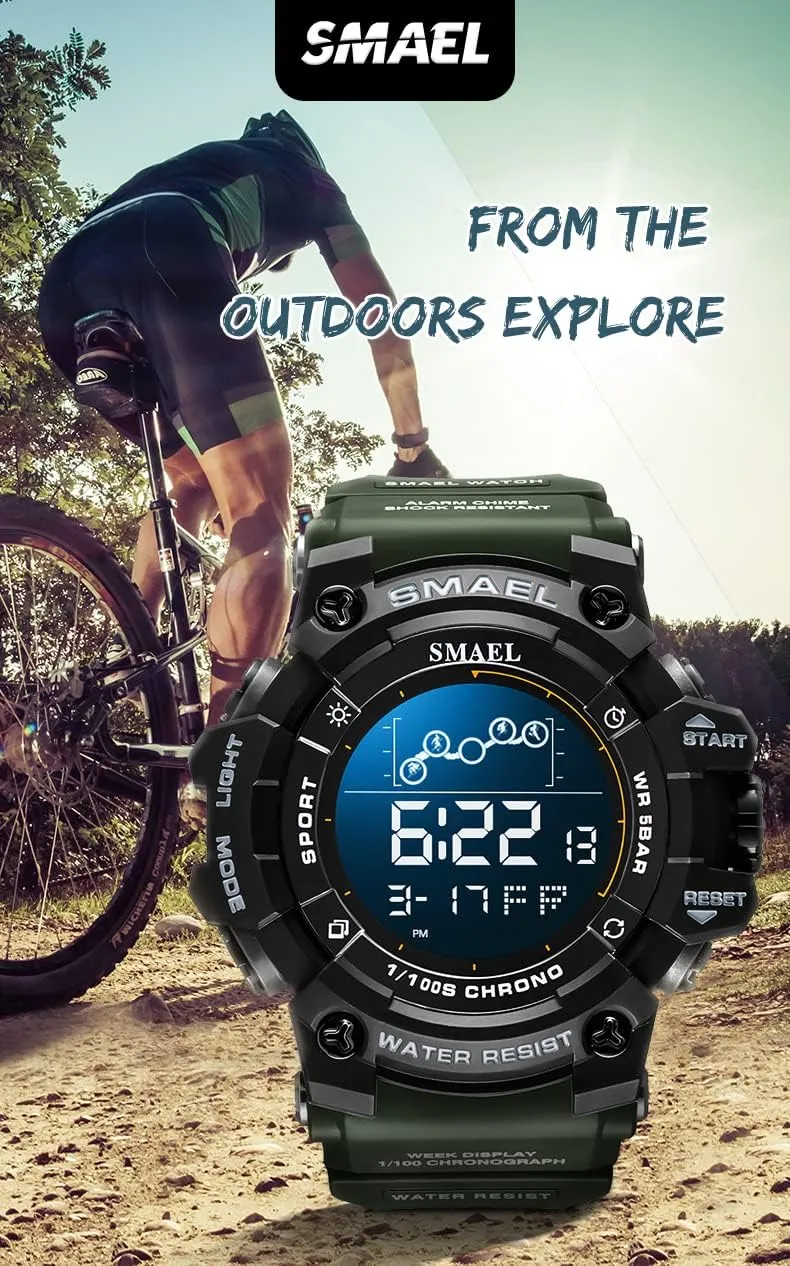 Wrist Watches for Men/Student FANMIS jazz Men's Digital Sports Watch Outdoor Military Stopwatch Electronic Large Dial Waterproof Multifunctional Watch Tactical Army 