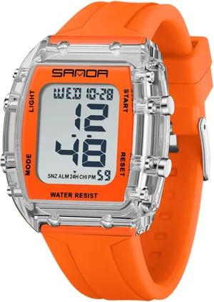 Wristwatch with Dual Time Alarm Gosasa Fashion Unisex Digital Watch Tonneau routine gray pardon edible inflow Case Women's Men's Large Number Outdoor Sport Waterproof Multifunctional LED 
