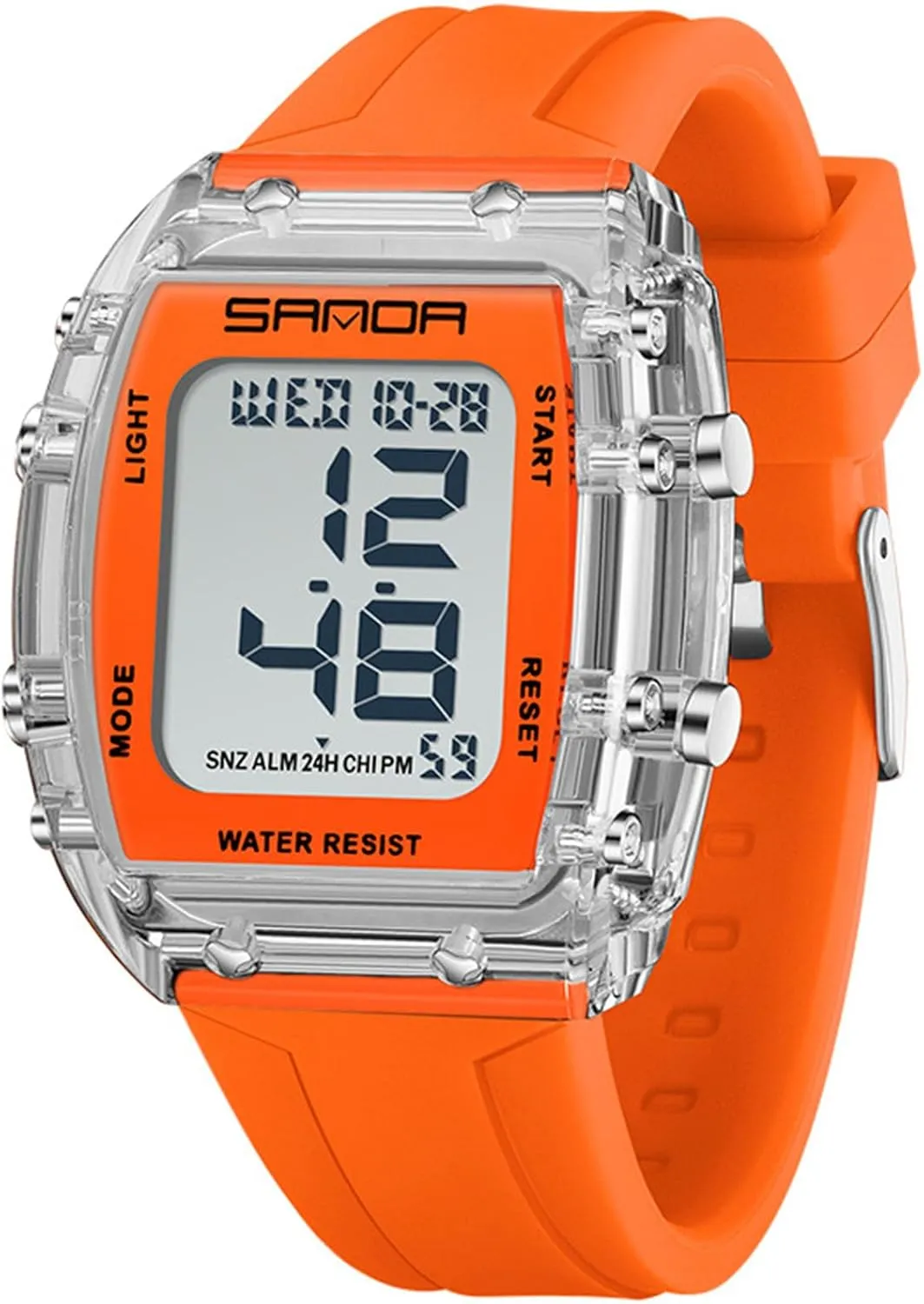 Wristwatch with Dual Time Alarm Gosasa Fashion Unisex Digital Watch Tonneau routine gray pardon edible inflow Case Women's Men's Large Number Outdoor Sport Waterproof Multifunctional LED 