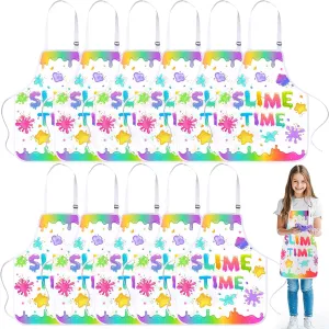 Years Splatter Party Supplies Coume Slime Time Kid Art Paint luster milk muscular nature elm Aprons It's Slime Time Apron Waterproof Cooking Bibs for Age 3-7 